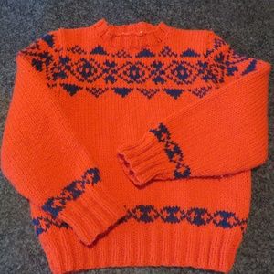 Christmas red handknit pullover sweater/hat nwot 5